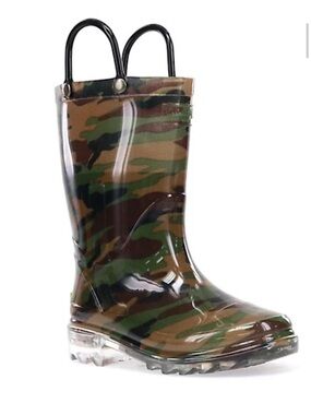 Western Chief Kid’s Boy’s Girl’s Light Up Camouflage Rain Boots Size 7